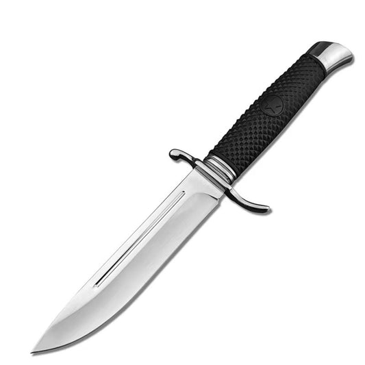 Cuchillo compacto de hoja fija con funda, mango antideslizante y protector