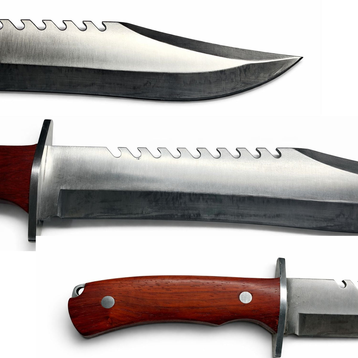 Cuchillo Bowie de 39 cm con filo mixto liso y sierra - foto 3