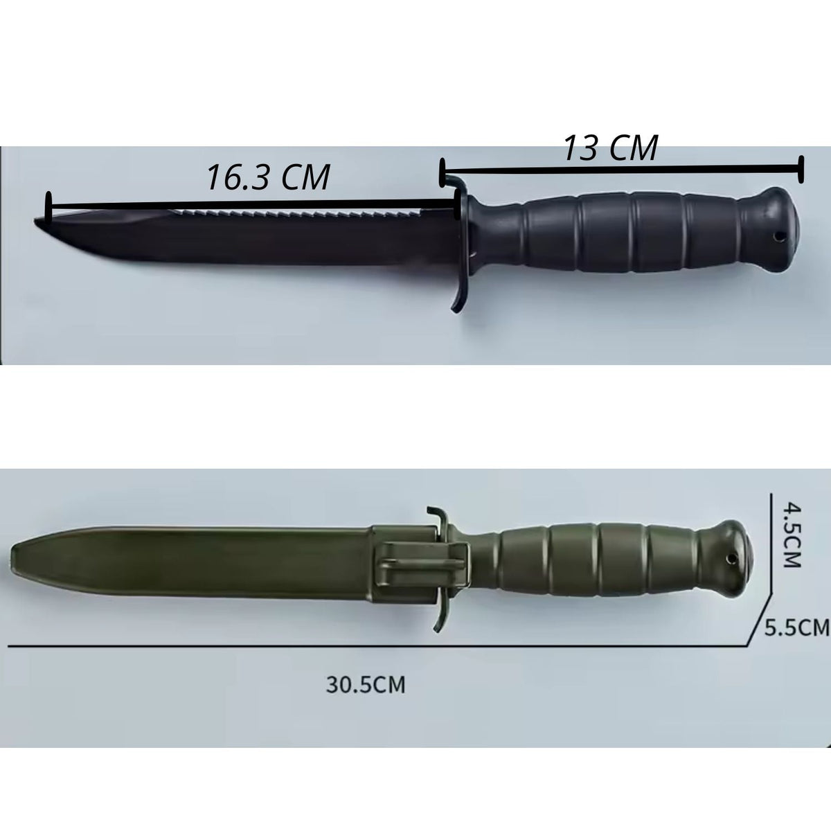 Cuchillo de supervivencia de 30.5 cm con hoja negra y funda con clip - foto 4