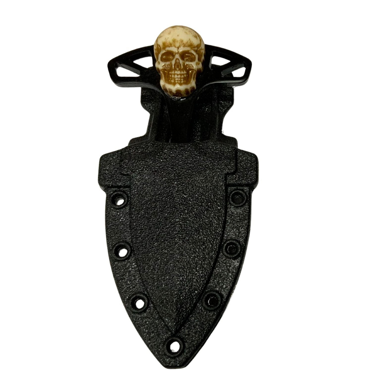 Mini daga de puño con dije de calavera y clip, para colección