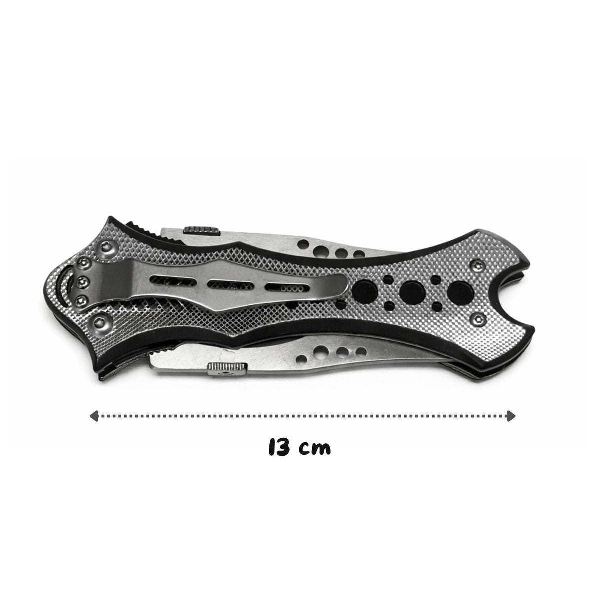 Navaja plegable de doble hoja con clip y mango antideslizante, 13 cm cerrada - foto 4
