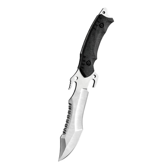 Cuchillo multifunción con gancho de rescate, sierra y funda