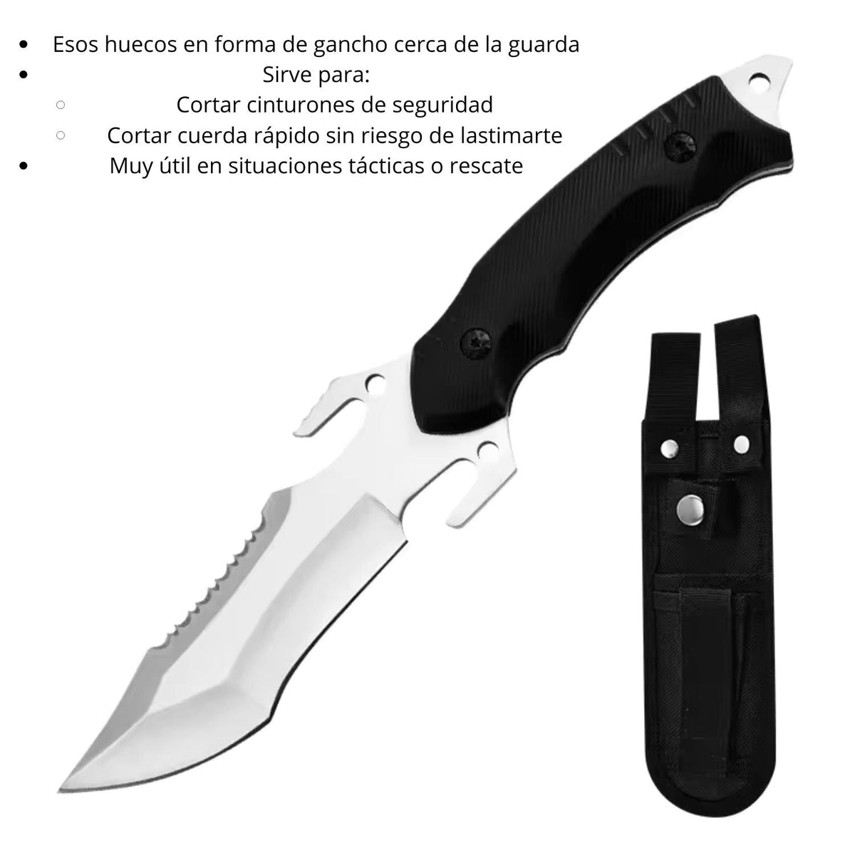 Cuchillo multifunción con gancho de rescate, sierra y funda - foto 2
