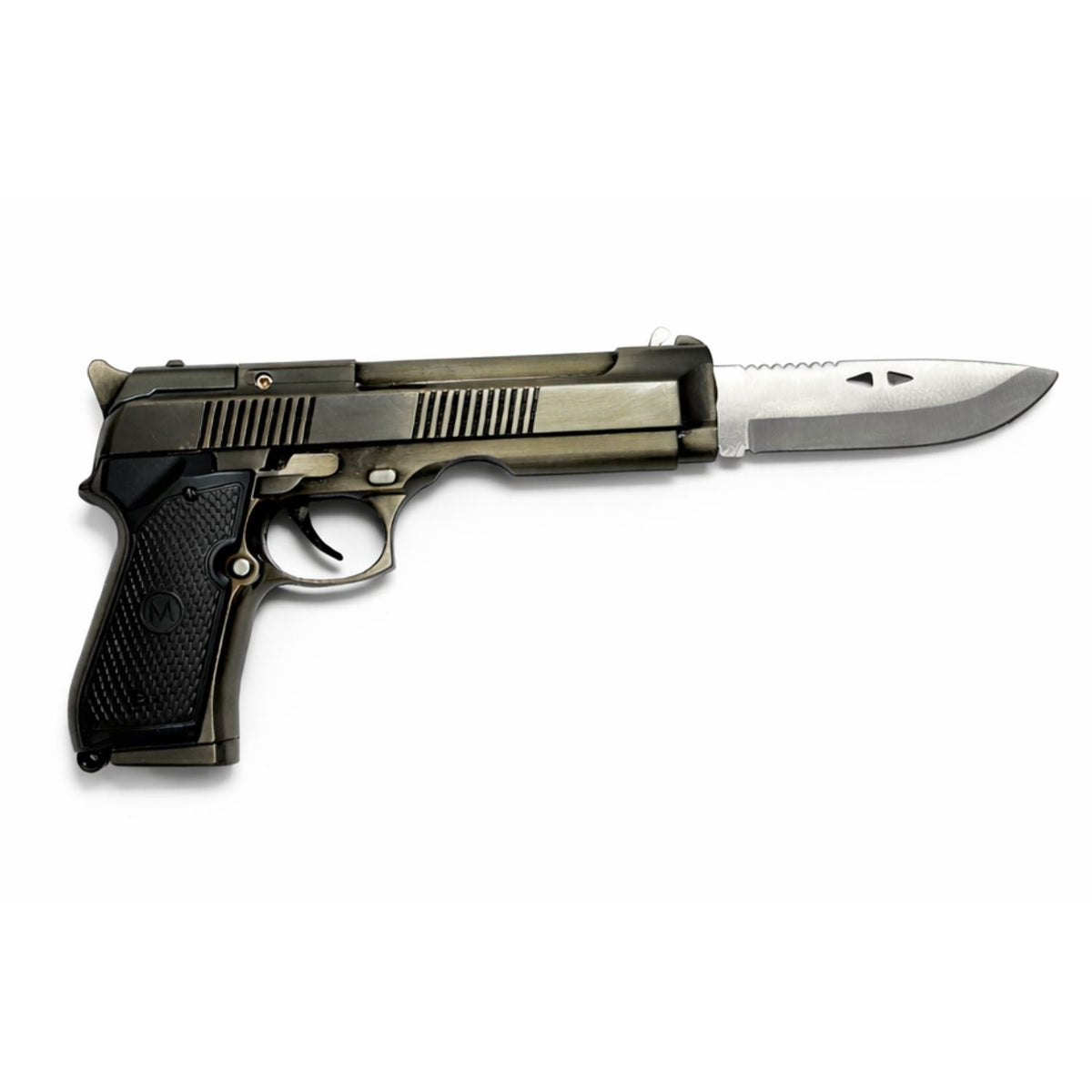 Navaja plegable 2 en 1 con encendedor integrado, 19 cm