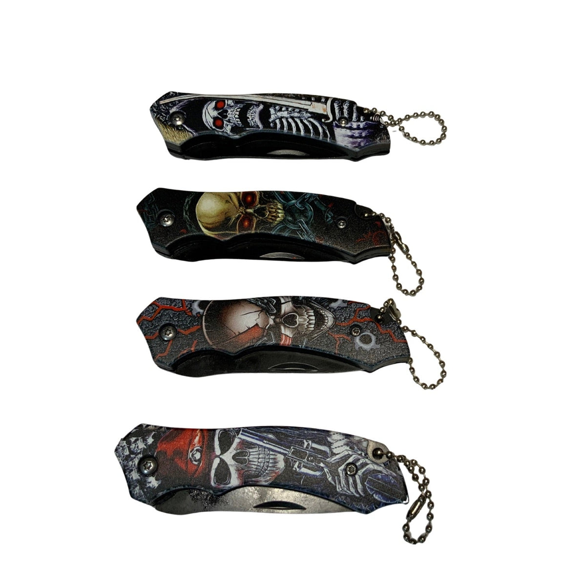 Set de 4 mini navajas plegables con calaveras 3D surtidas, 16 cm - foto 2