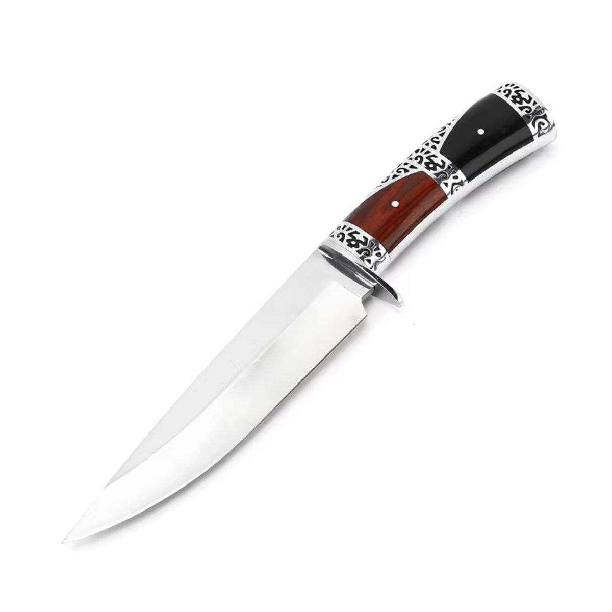 Cuchillo drop point de 17.7 cm con mango de madera bicolor