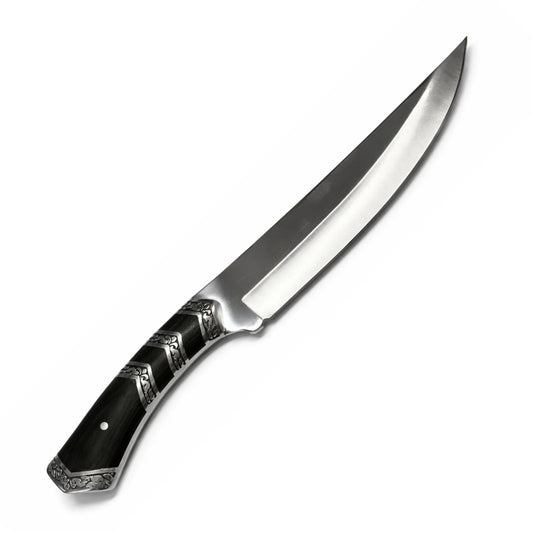 Cuchillo tipo Bowie de hoja larga con funda, 32 cm, para camping