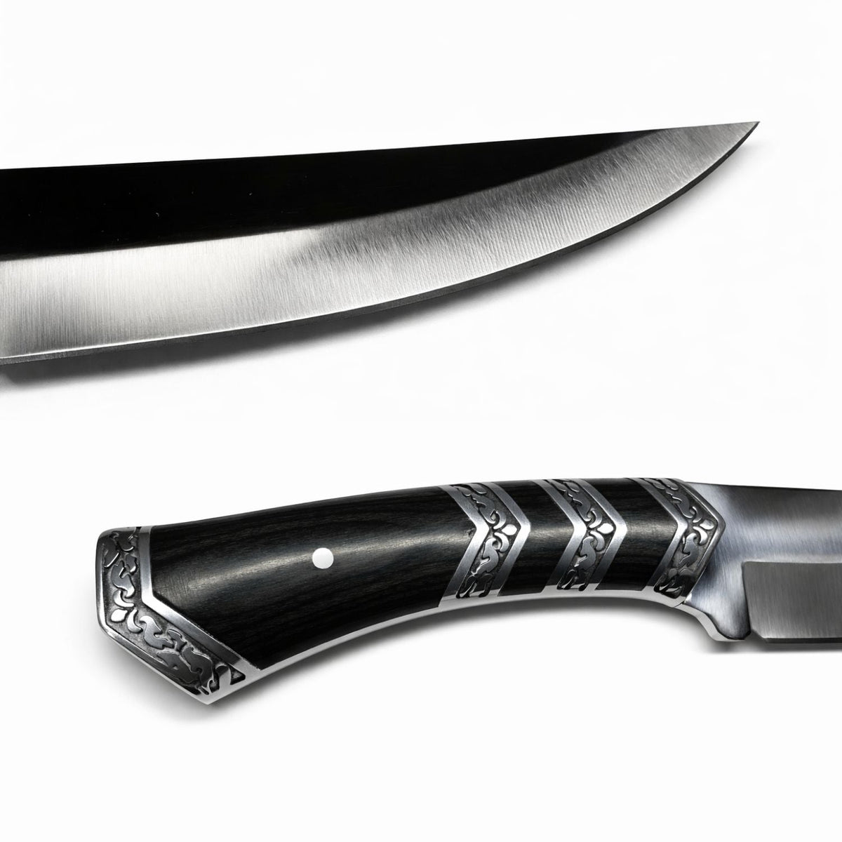 Cuchillo tipo Bowie de hoja larga con funda, 32 cm, para camping - foto 2