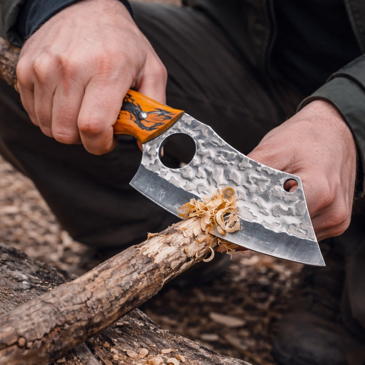 Cuchillo cleaver de hoja ancha con funda, 26 cm para camping - foto 5