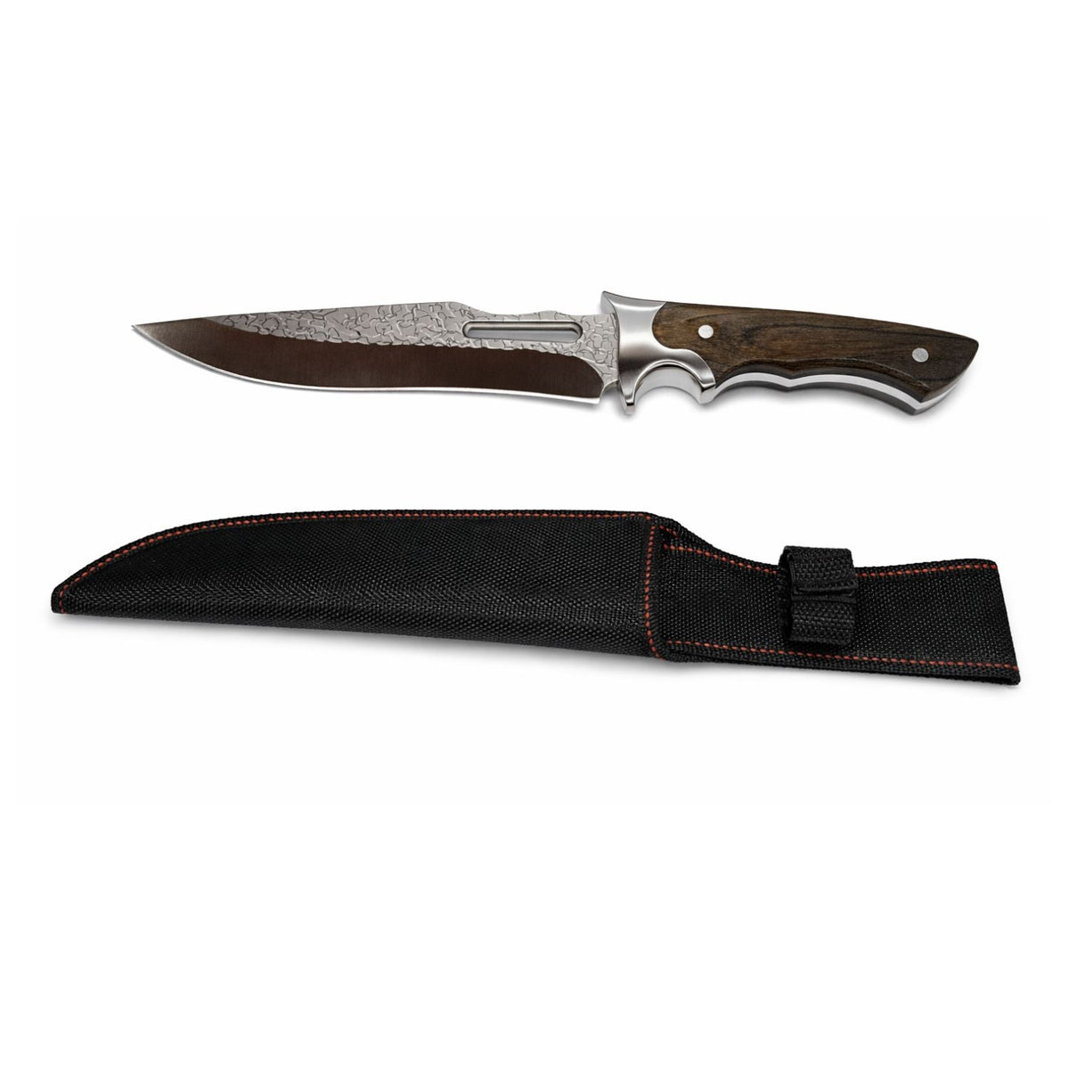 Cuchillo con guarda y apoyo para dedos, hoja texturizada, para bushcraft - foto 2