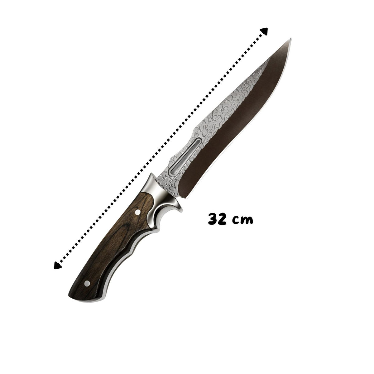 Cuchillo con guarda y apoyo para dedos, hoja texturizada, para bushcraft - foto 3