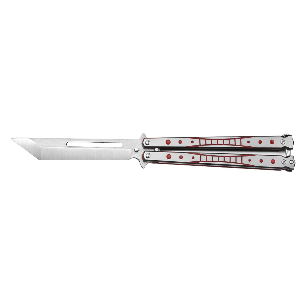 Navaja mariposa de acero inoxidable con apertura rápida, 13.5 cm cerrada