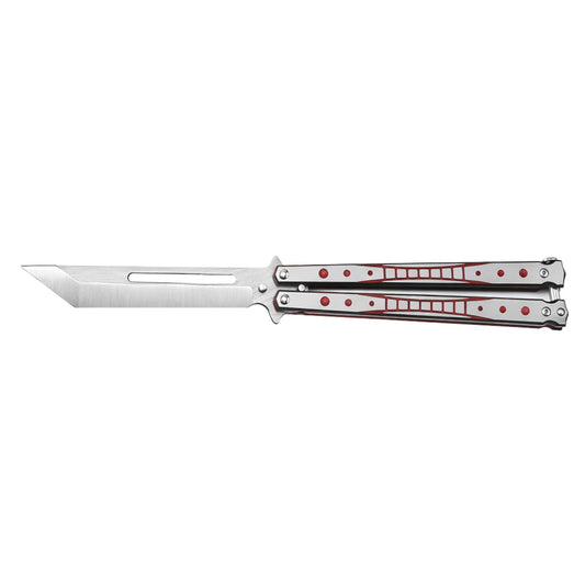 Navaja mariposa de acero inoxidable con apertura rápida, 13.5 cm cerrada