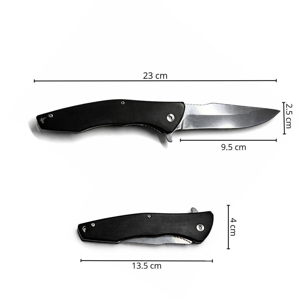 Navaja táctica plegable negra de acero inoxidable con funda y apertura rápida - foto 3