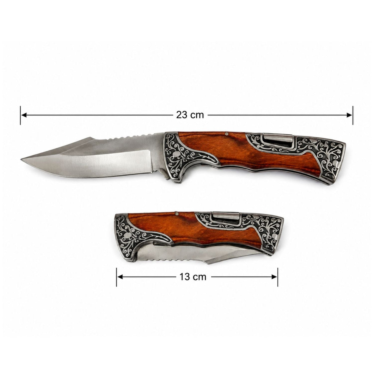 Navaja plegable punta clip point con mango tipo madera y bloqueo (JF936) - foto 4