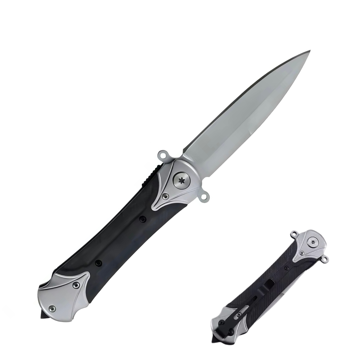 Navaja táctica EDC con rompevidrio, clip y hoja de acero afilada