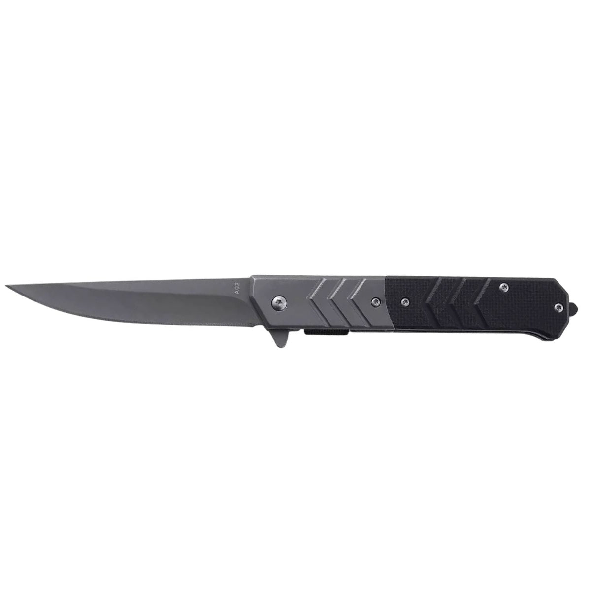 Navaja plegable de acero inoxidable con clip, 22.5 cm abierta