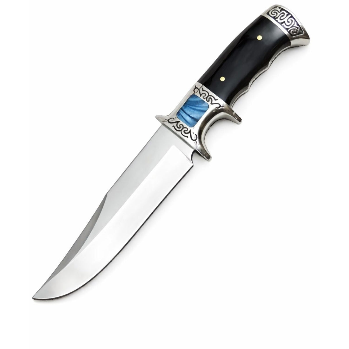 Cuchillo Bowie de hoja fija con funda, acero inoxidable de 17 cm