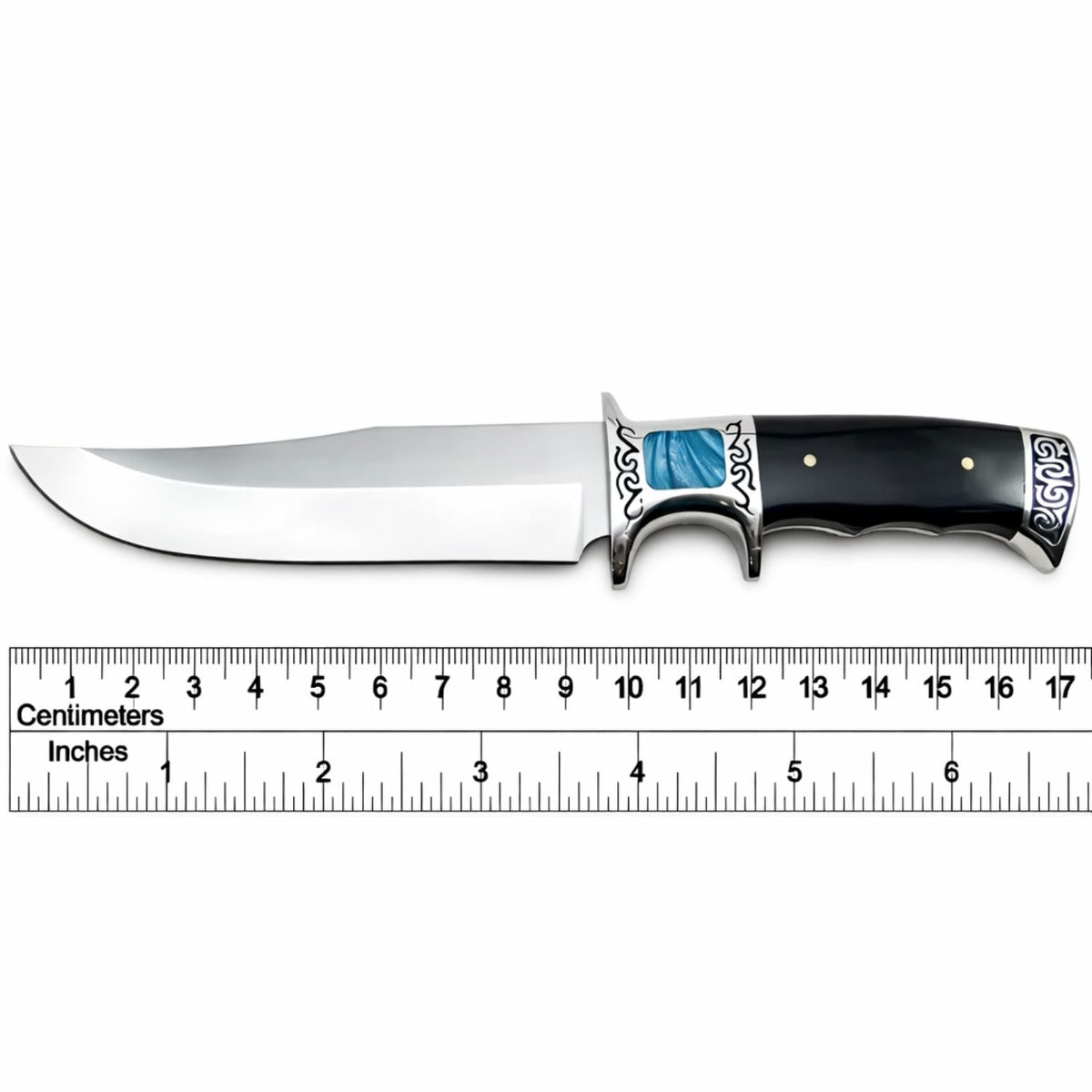 Cuchillo Bowie de hoja fija con funda, acero inoxidable de 17 cm - foto 4