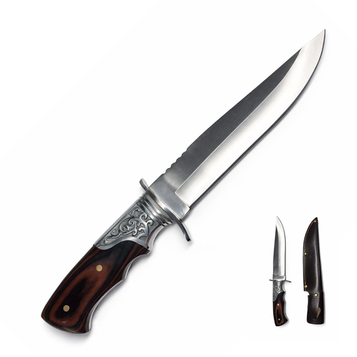 Cuchillo estilo Bowie de 32 cm con funda para camping