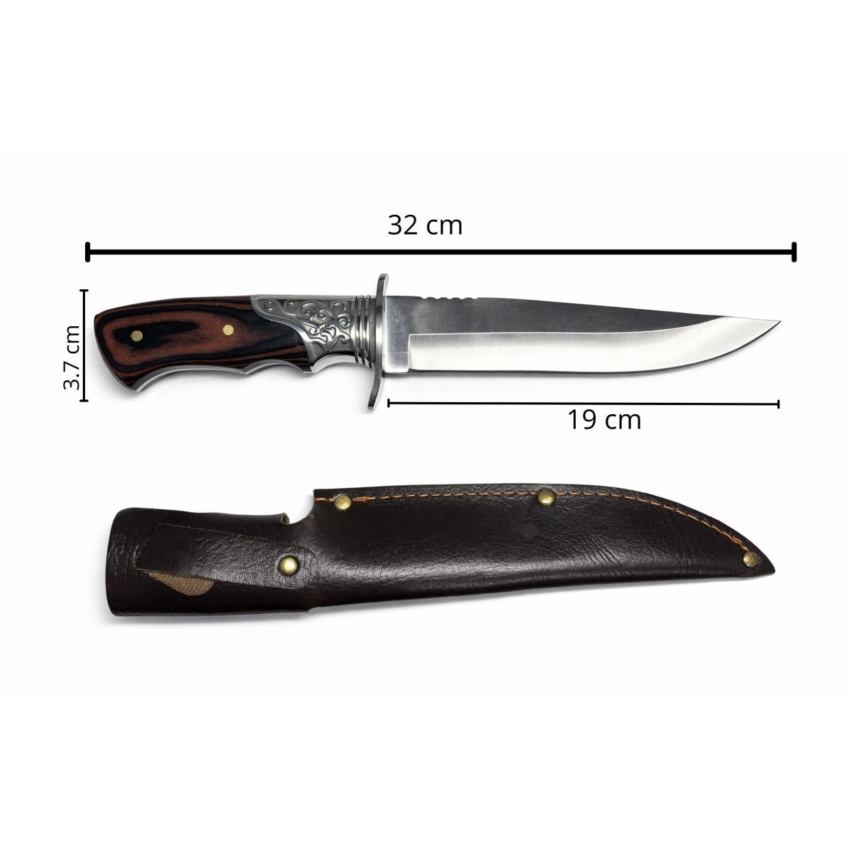 Cuchillo estilo Bowie de 32 cm con funda para camping - foto 3