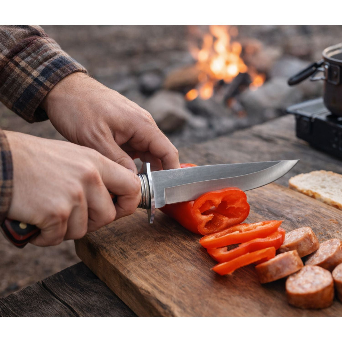 Cuchillo estilo Bowie de 32 cm con funda para camping - foto 4