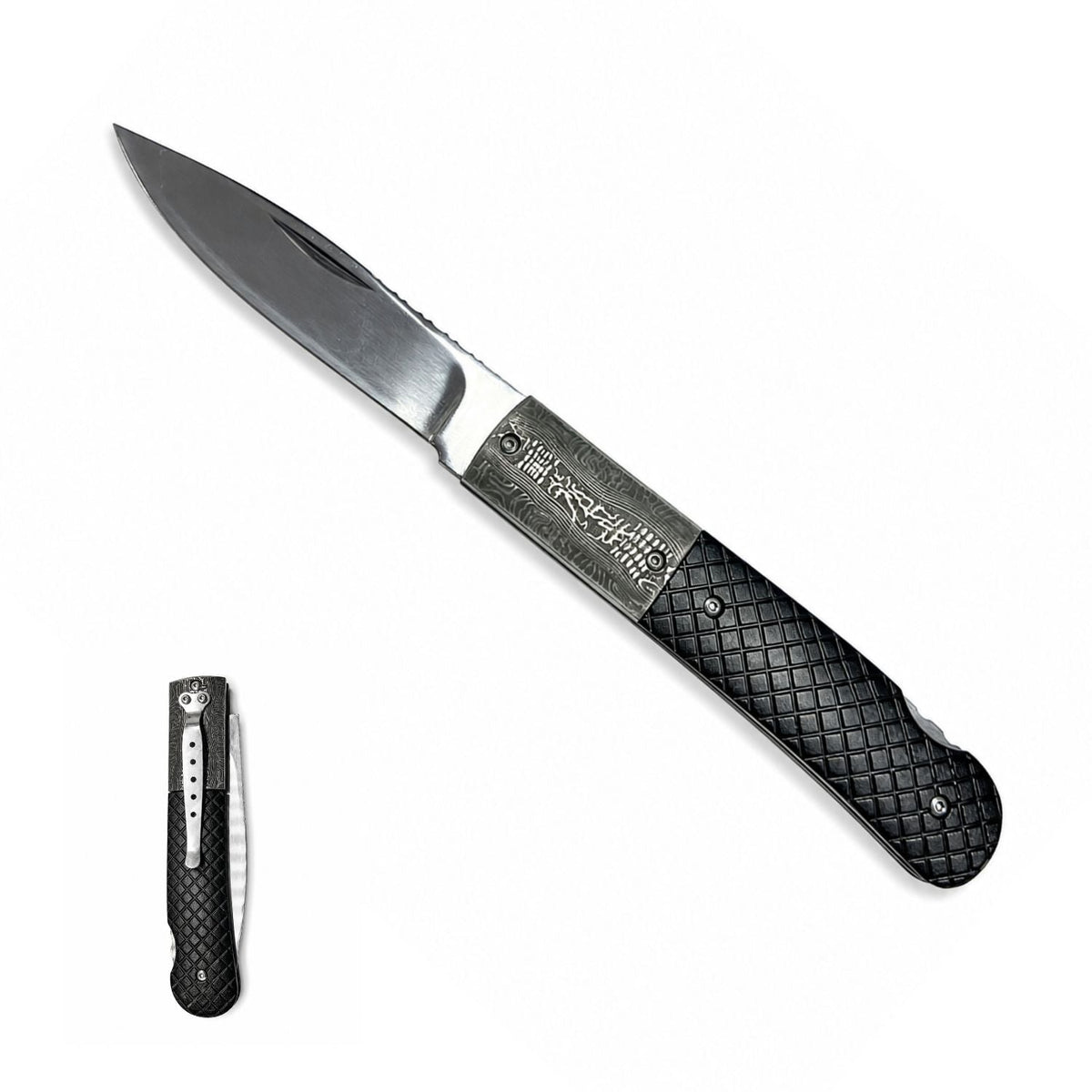 Navaja plegable táctica con mango texturizado y clip