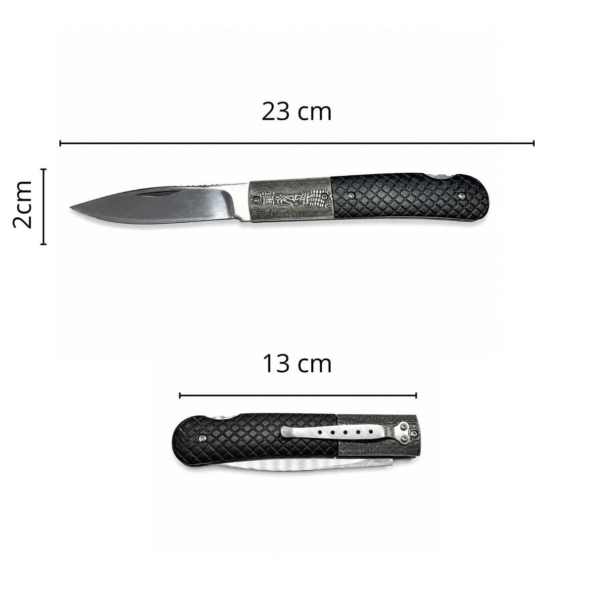 Navaja plegable táctica con mango texturizado y clip - foto 4