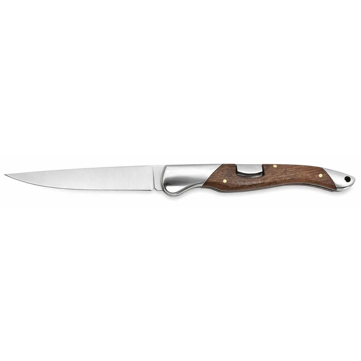 Navaja plegable clásica con mango tipo madera y clip