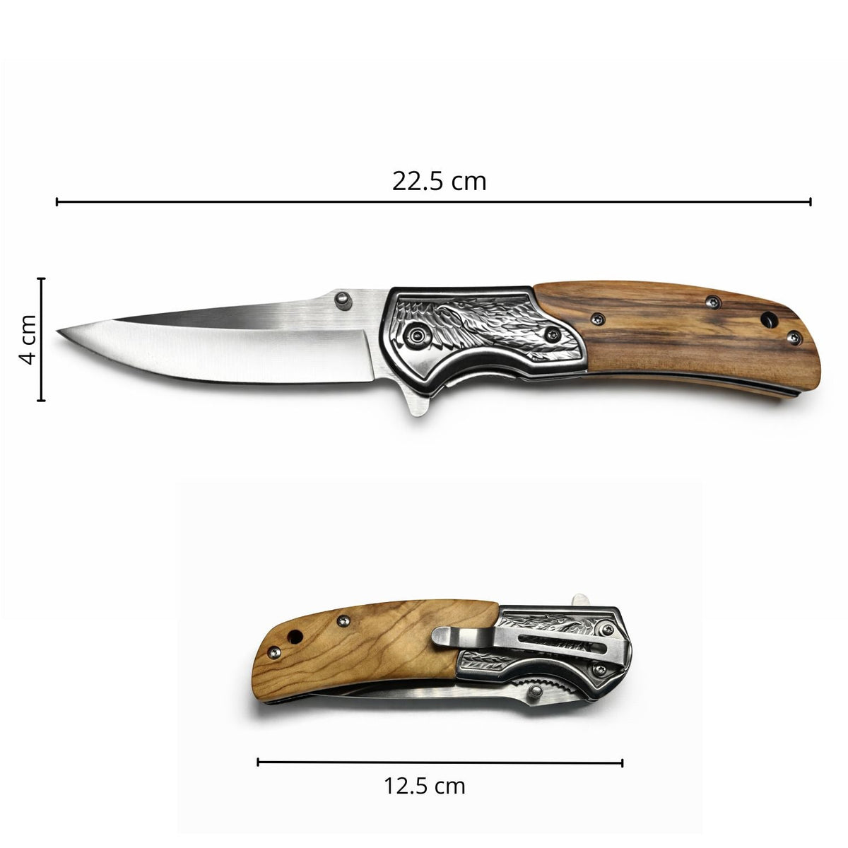 Navaja EDC plegable con águila grabada, clip y apertura rápida - foto 4