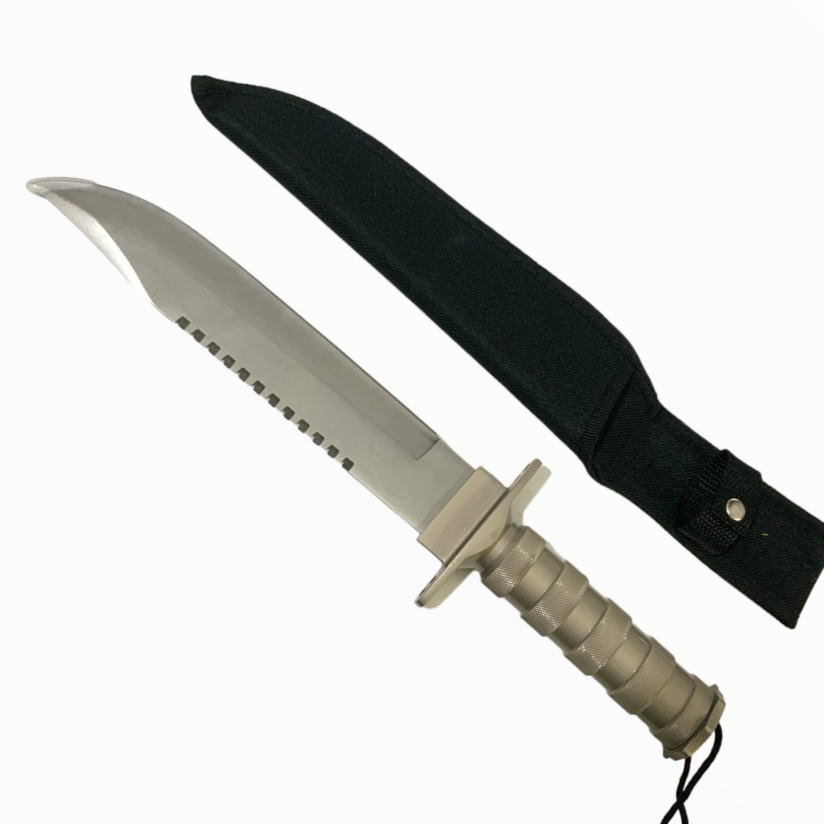 Cuchillo estilo Rambo de acero con funda, brújula y anzuelos JFA1 - foto 3