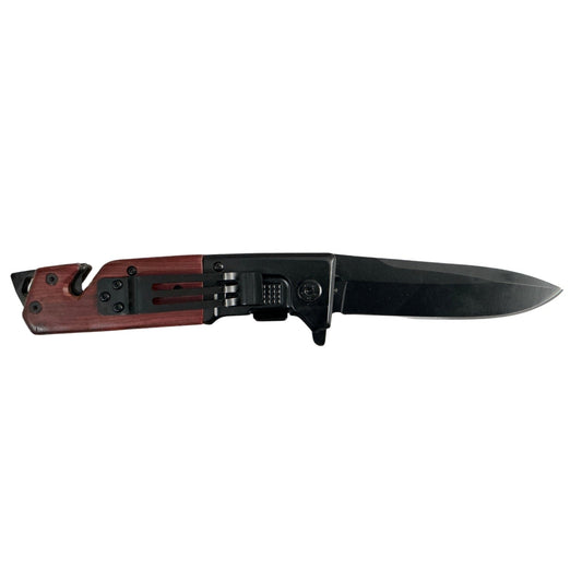 Navaja semiautomática con corta soga, clip y mango antiderrapante JFDA323
