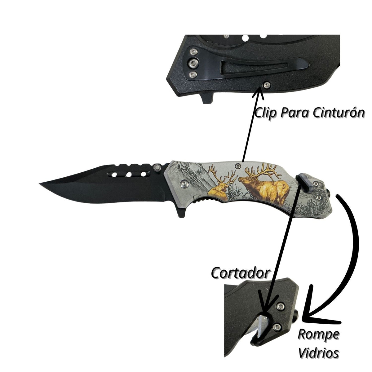 Navaja plegable estilo selva con corta soga JFH834 - foto 2