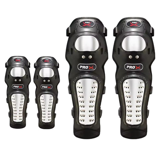 Kit de rodilleras y coderas para moto en acero inoxidable ajustable