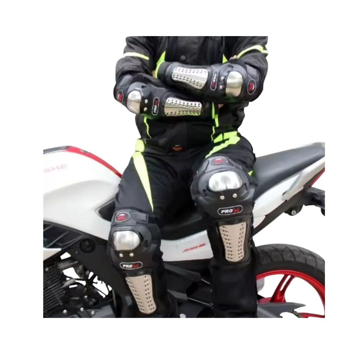 Kit de rodilleras y coderas para moto en acero inoxidable ajustable - foto 2