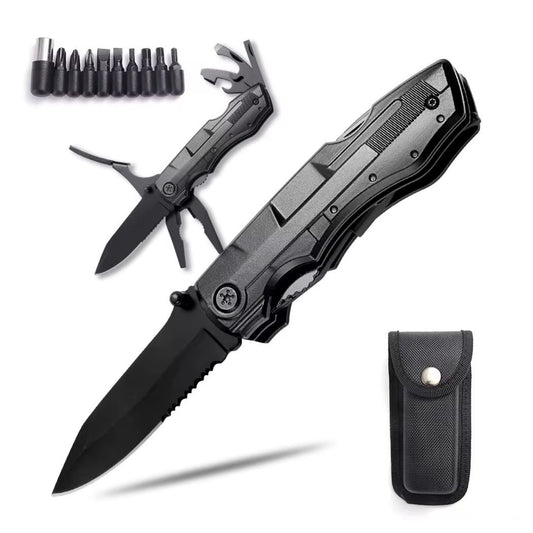 Multiherramienta plegable 17 en 1 con alicate, set de puntas y funda