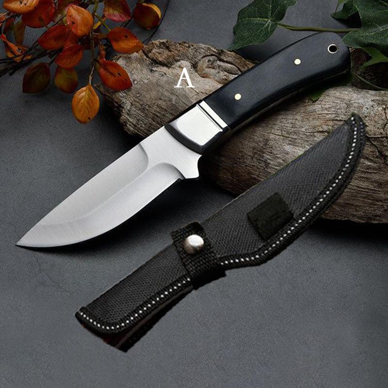 Daga de hoja ancha con mango tipo madera y funda, 20 cm JFK91C