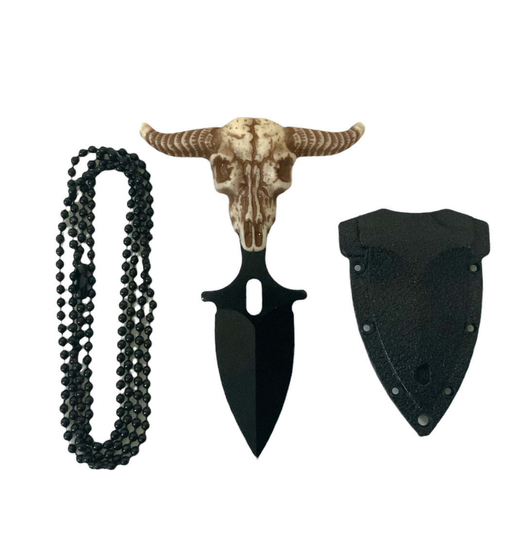 Mini daga con diseño de cráneo de alce y collar JFN-2