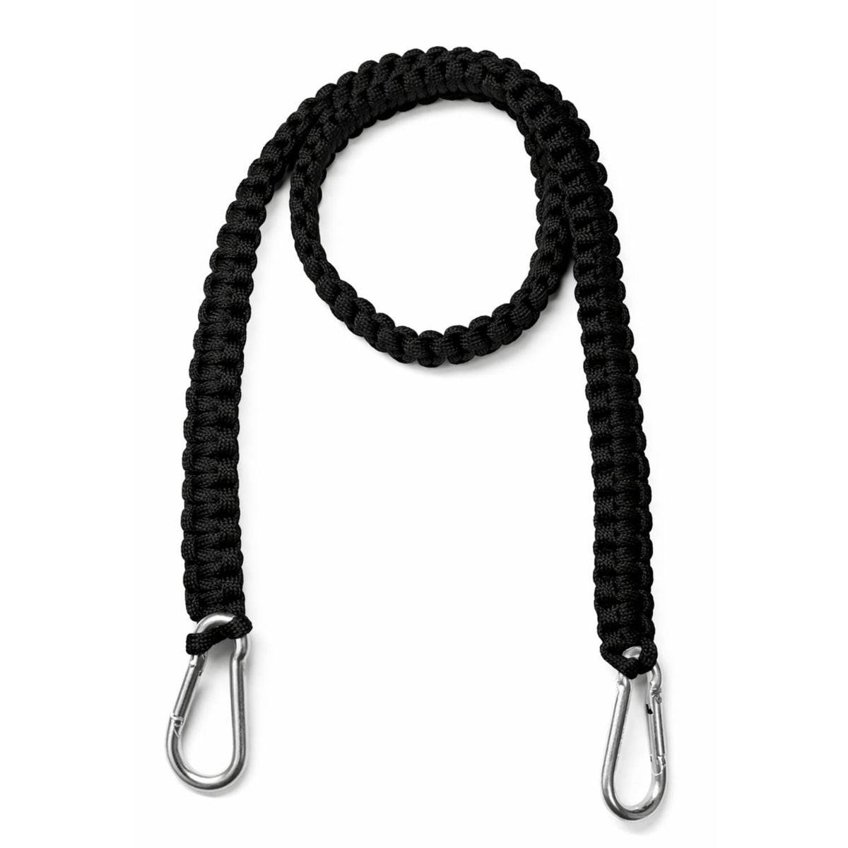 Correa de paracord de 77 cm con dos mosquetones metálicos