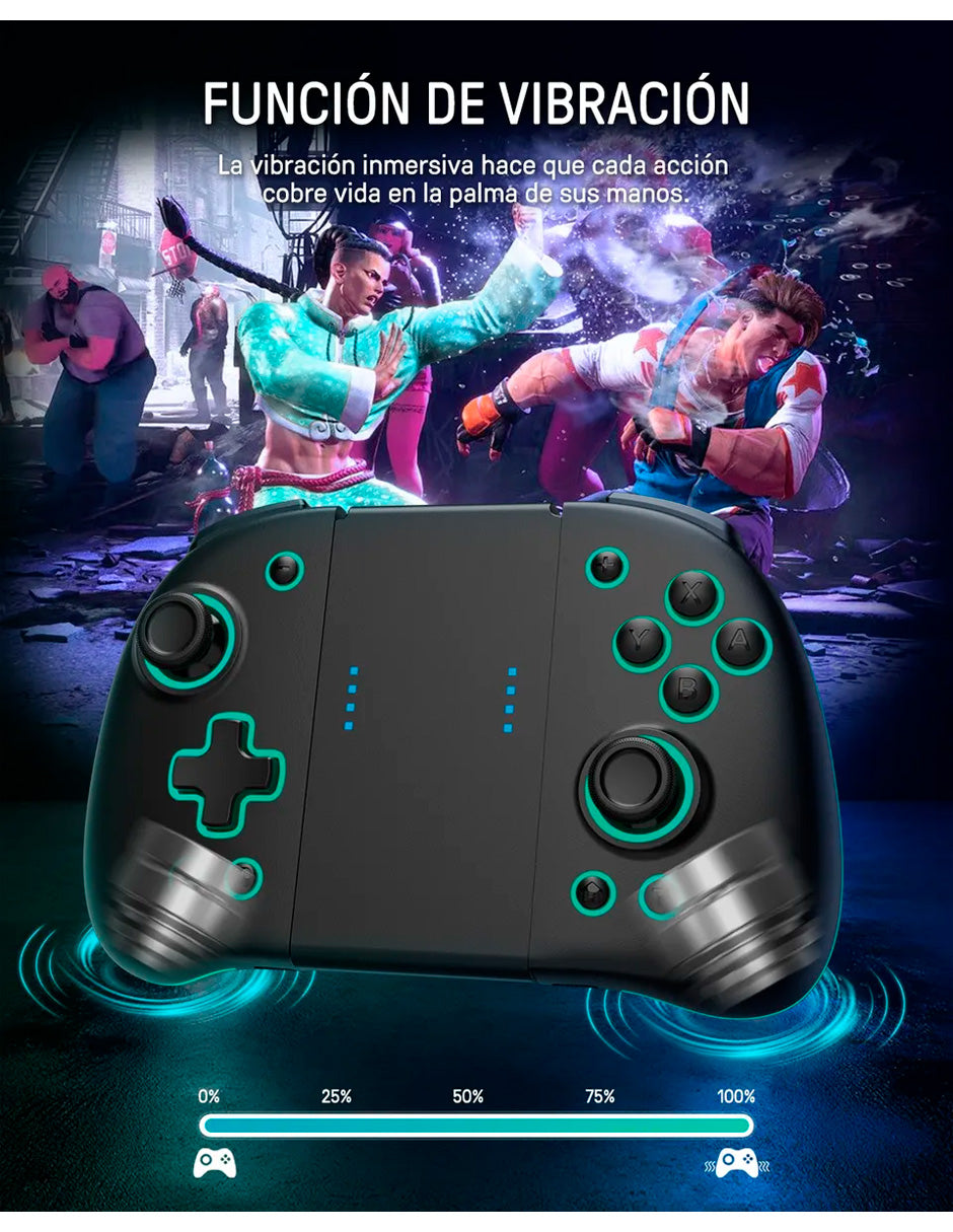 Joypad Pro Compatible con Nintendo Switch – Edición con Luz RGB Verde