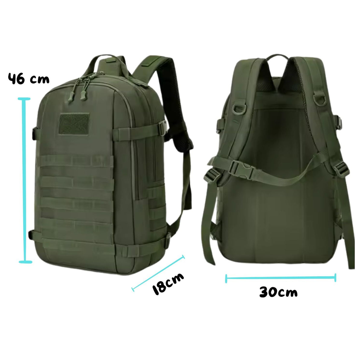 Mochila táctica de 25 litros con laptop, MOLLE y correa pectoral - foto 4