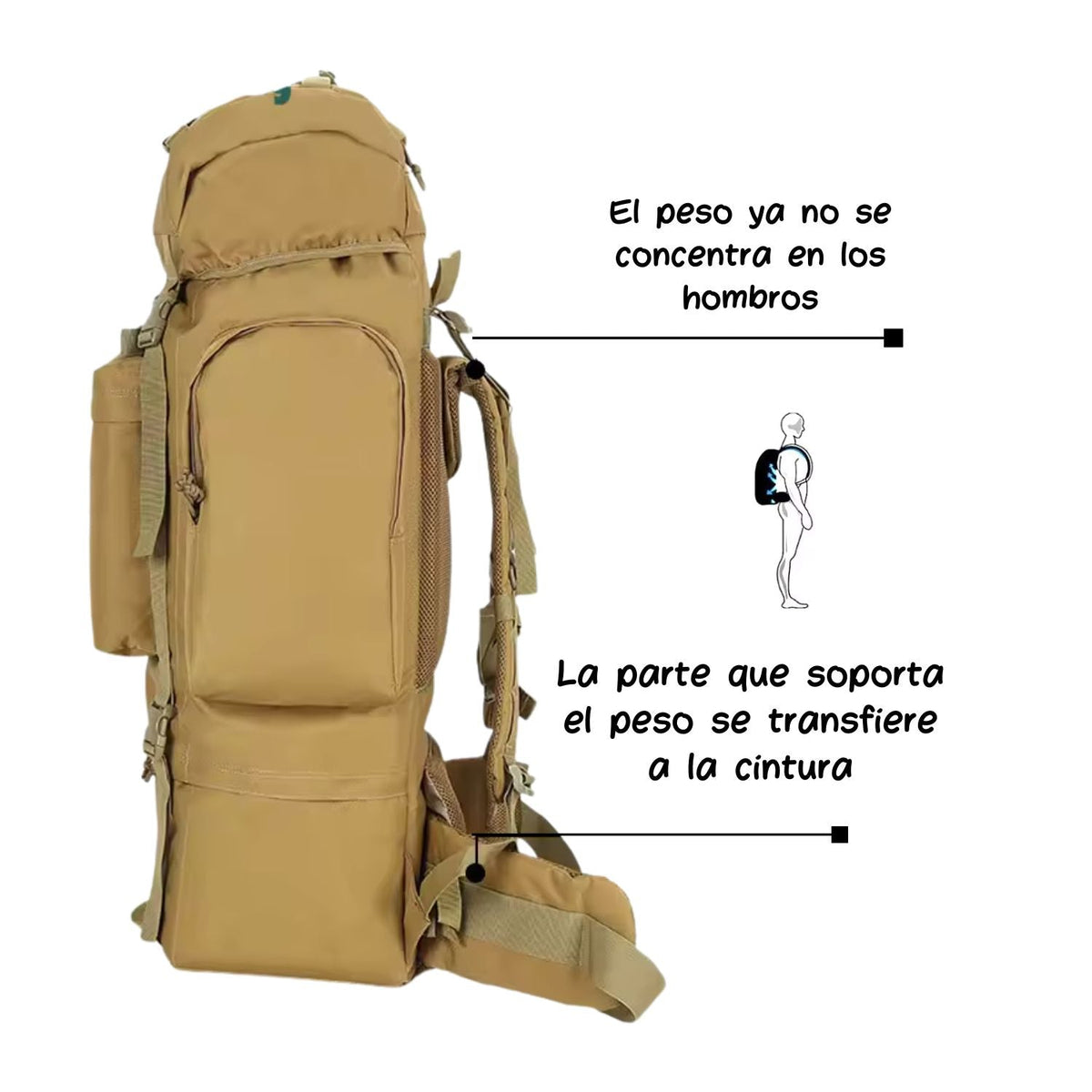 Mochila de 60 litros impermeable con soporte metálico interno JYB022 - foto 5