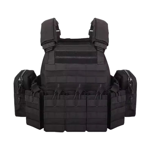 Chaleco táctico portaplacas MOLLE con bolsillos laterales desmontables