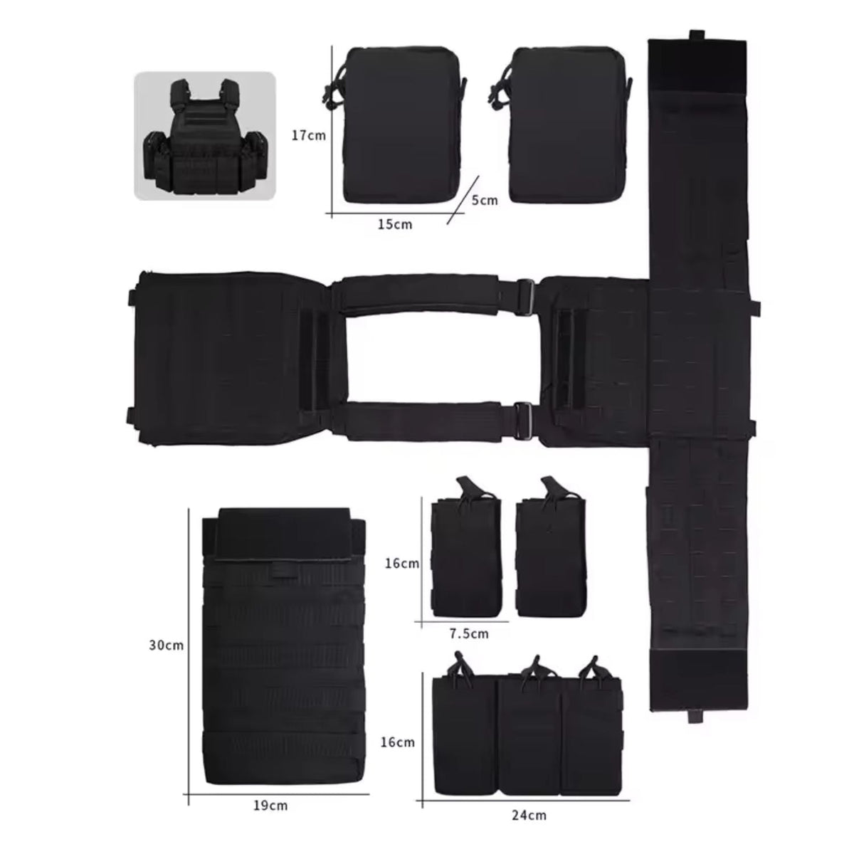 Chaleco táctico portaplacas MOLLE con bolsillos laterales desmontables - foto 4