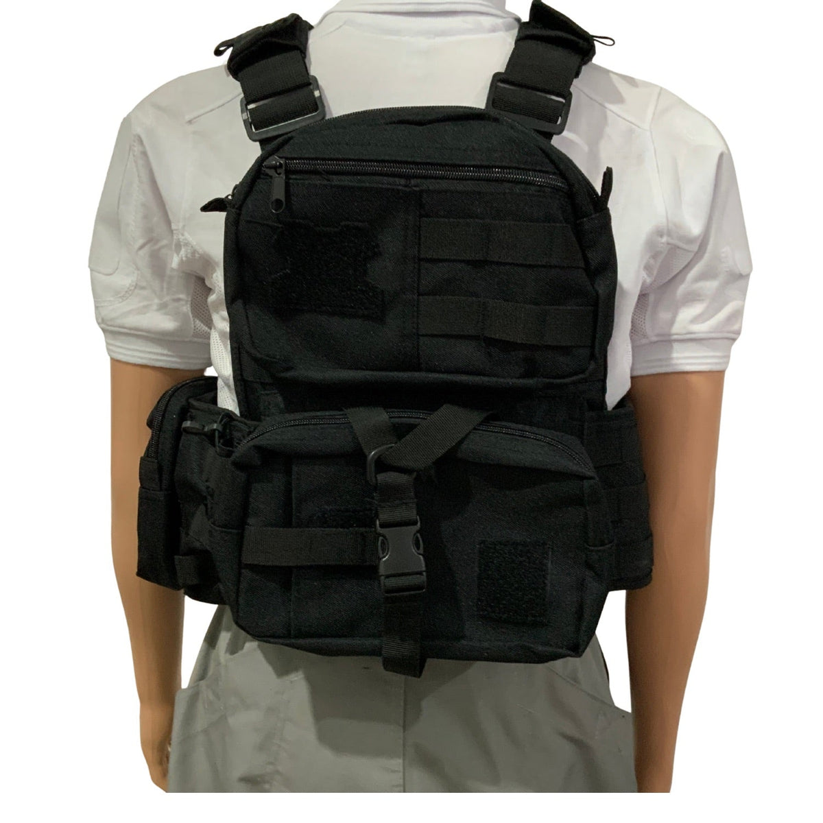 Chaleco chest rig MOLLE con hebillas cobra y bolsa trasera - foto 3