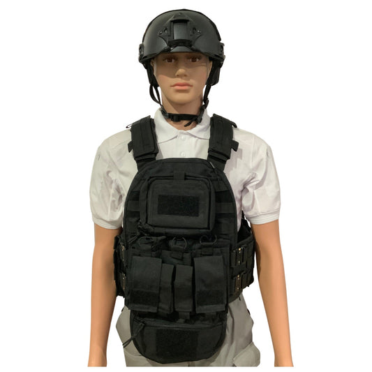 Chaleco táctico premium MOLLE con hebillas rápidas y bolsas desmontables