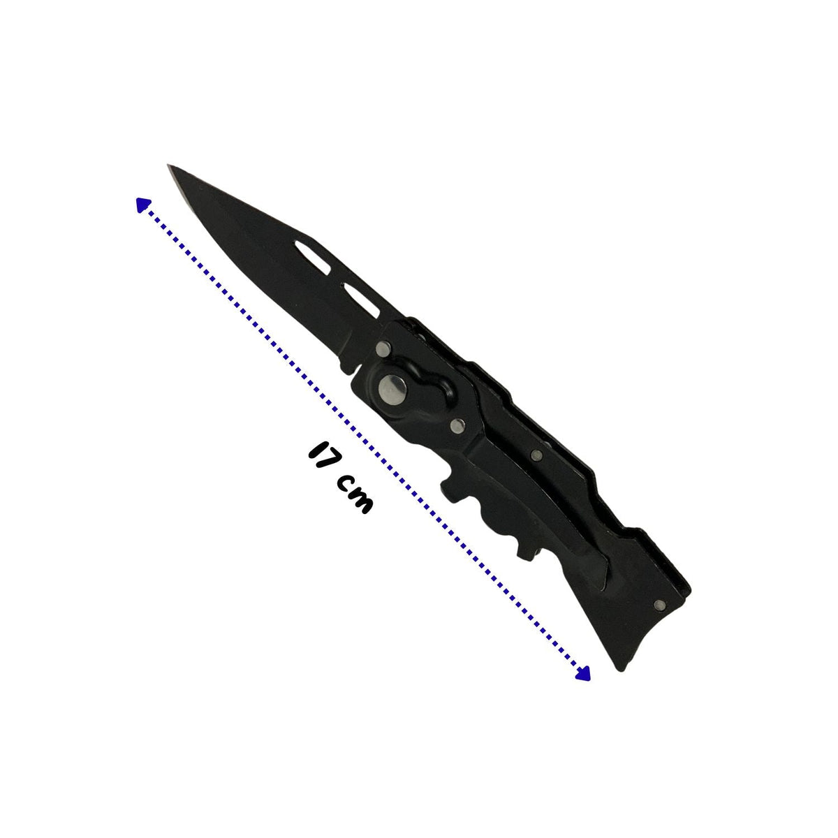 Navaja plegable negra drop point con clip y seguro, 17 cm - foto 2