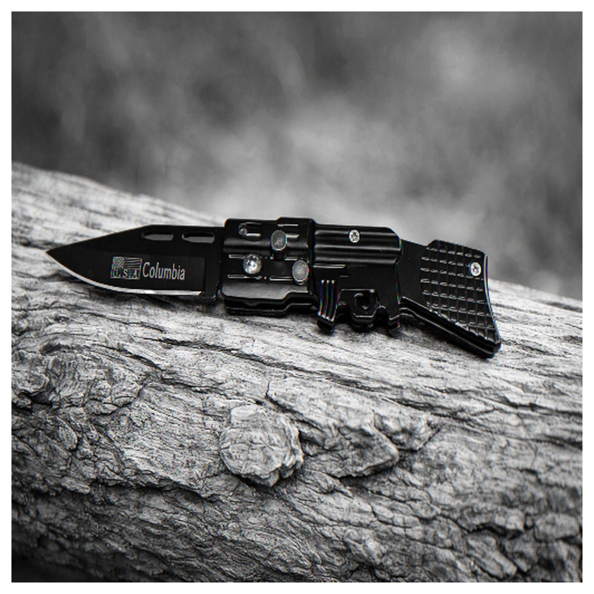 Navaja plegable negra drop point con clip y seguro, 17 cm - foto 4