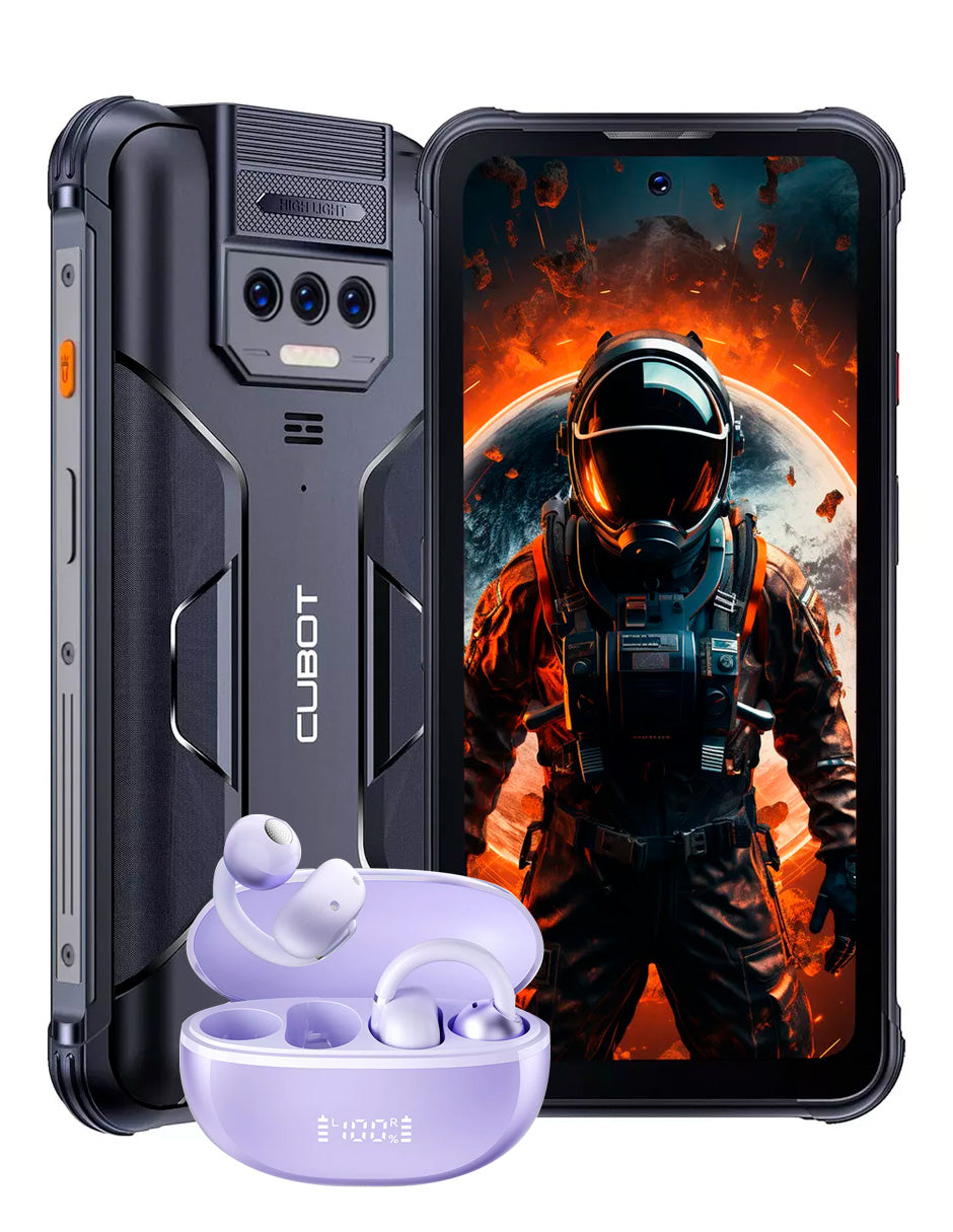 SmartPhone King Kong 8 Dual SIM 256 GB Negro 6 GB RAM + Auriculares Inalámbricos Con Clip Morado