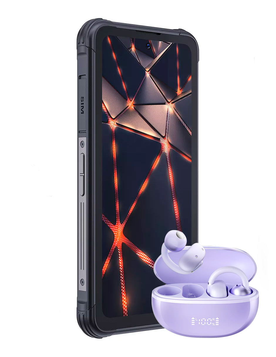 SmartPhone King Kong 8 Dual SIM 256 GB Negro 6 GB RAM + Auriculares Inalámbricos Con Clip Morado